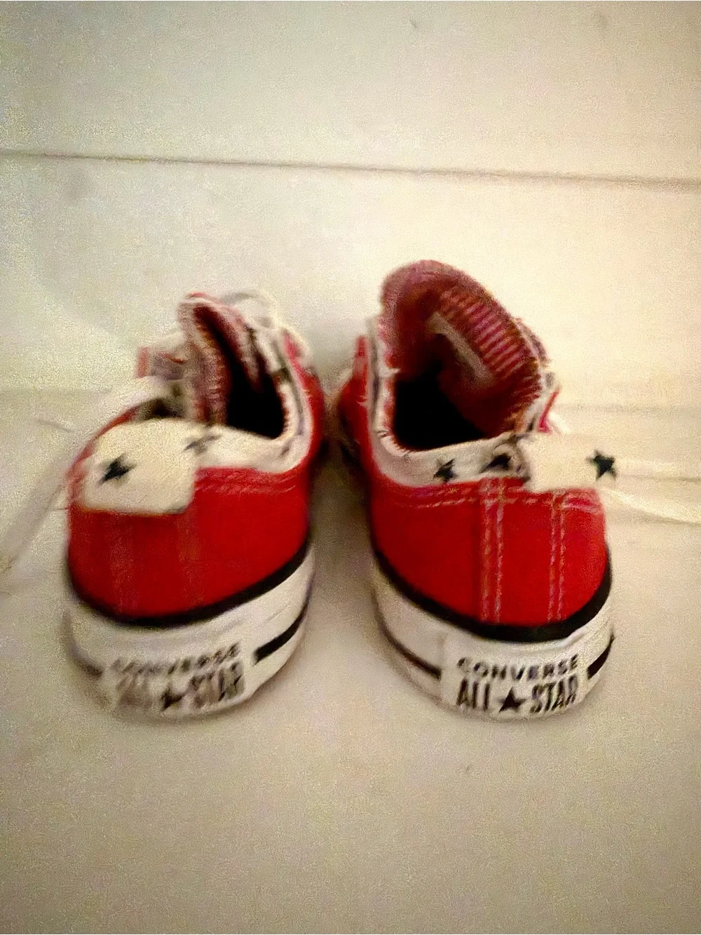 Converse Red Low-Top Kids Sneakers with White Laces